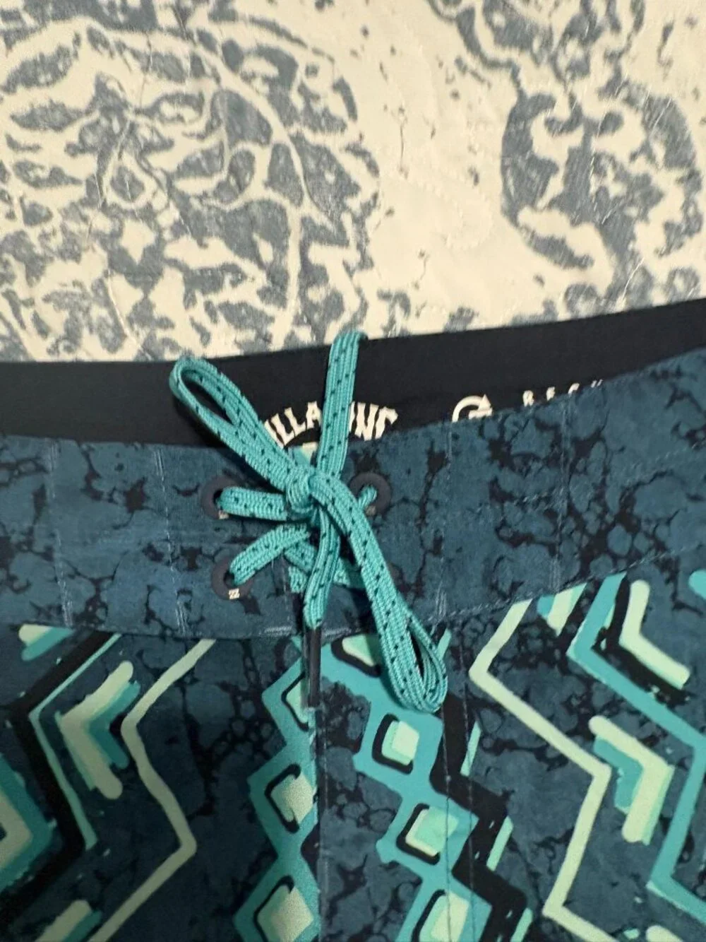 Billabong Sundays Airlite Geometric Board Shorts Teal Blue Size 32